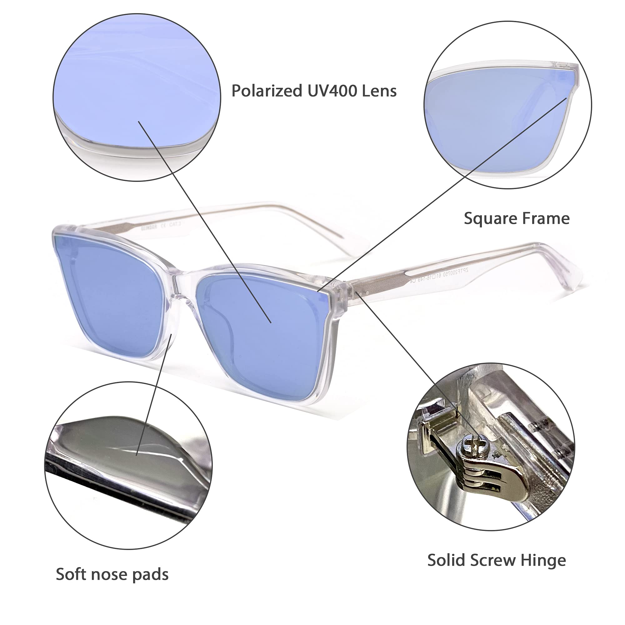 Glindar Quadrati Vintage occhiali sole donna acetato