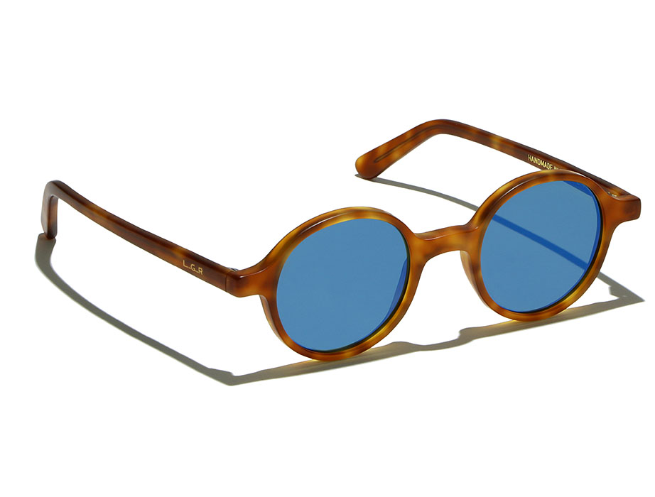 L.G.R Reunion occhiali da sole havana chiaro specchio blu