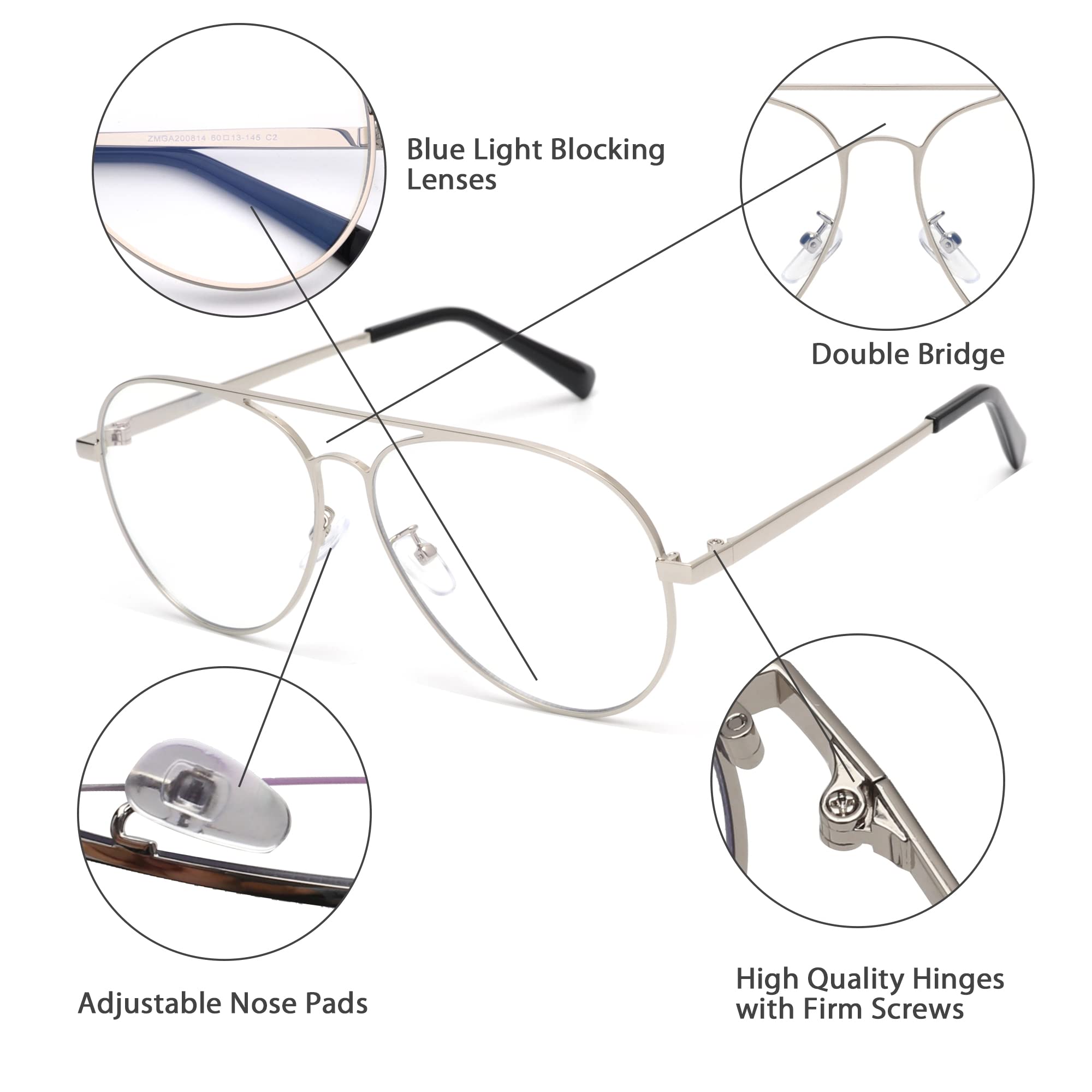 Glindar occhiali luce blu computer unisex metallo