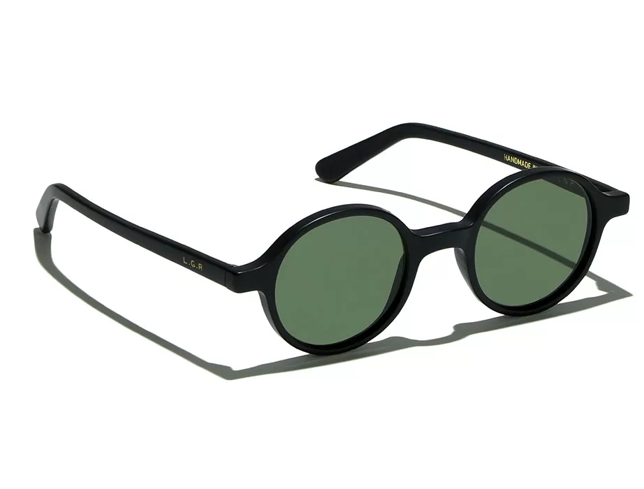 L.G.R Reunion occhiali da sole nero opaco lente verde