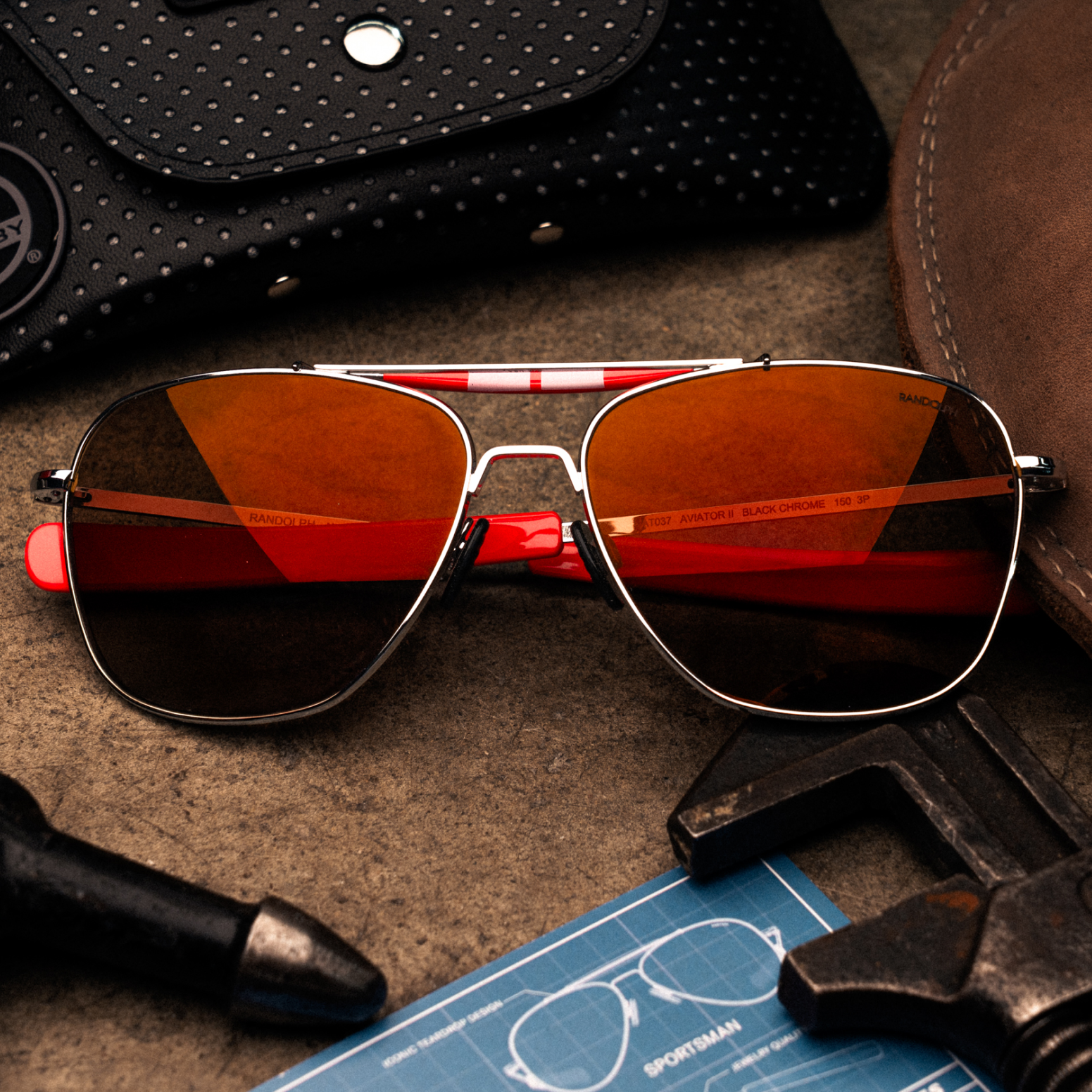 Randolph Aviator II occhiali da sole Shelby Bright Chrome