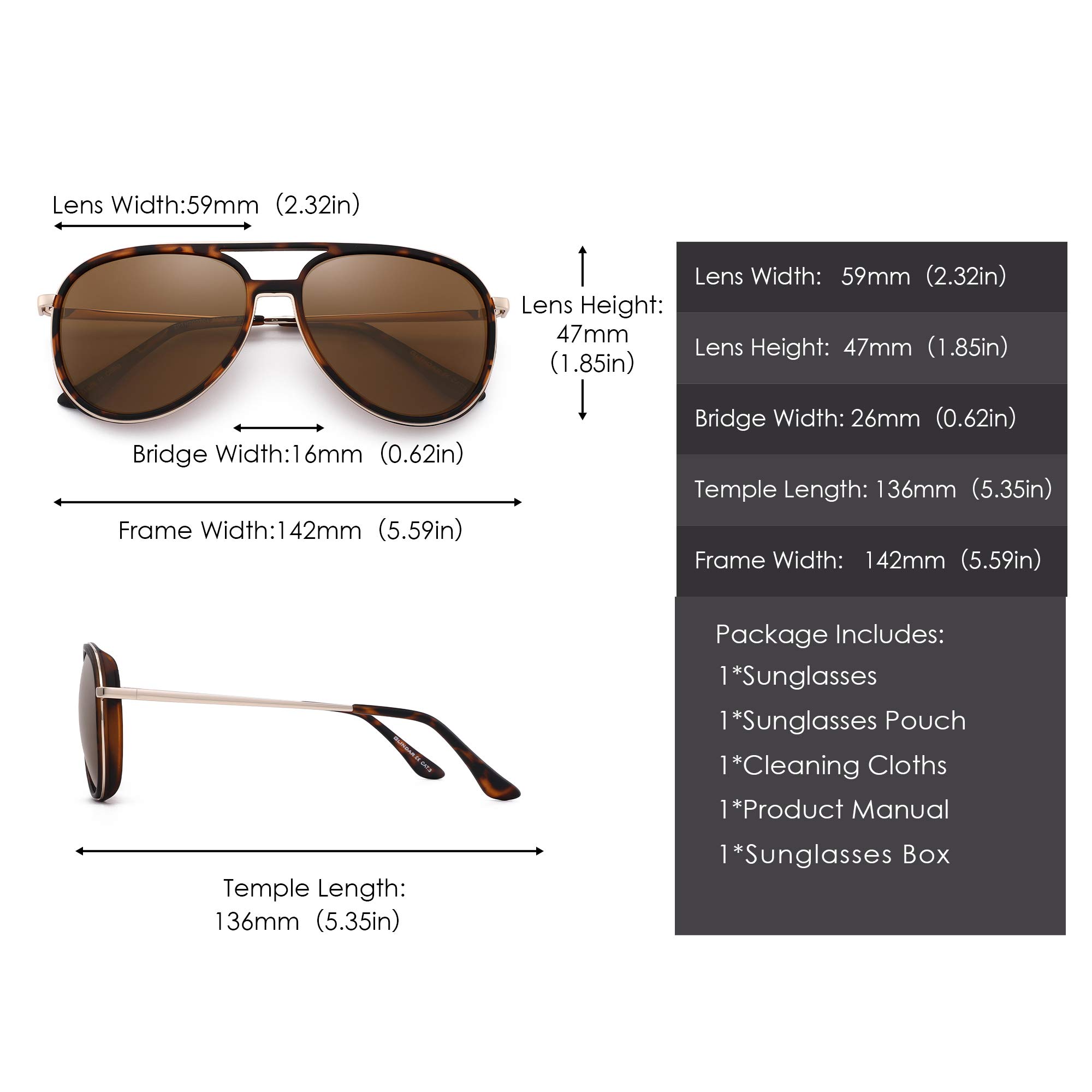 Glindar Retrò occhiali da sole polarizzati leggeri unisex