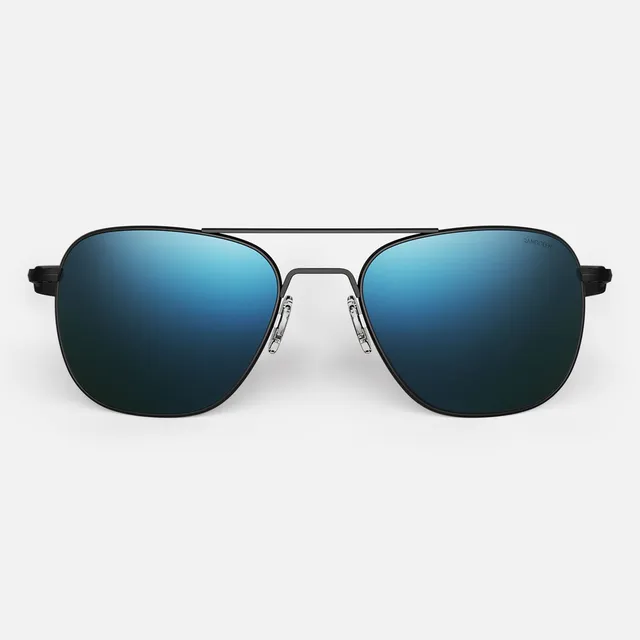 Randolph Aviator Matte Black occhiali da sole cobalto