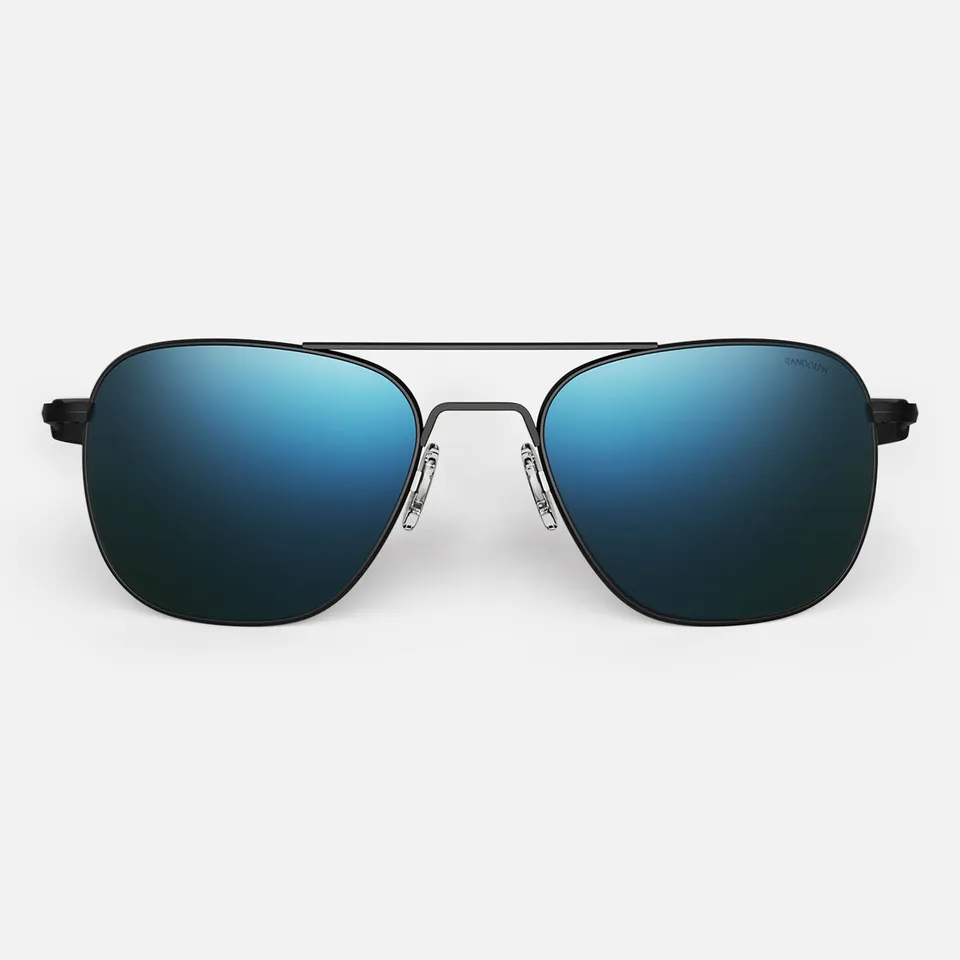 Randolph Aviator Matte Black occhiali da sole cobalto