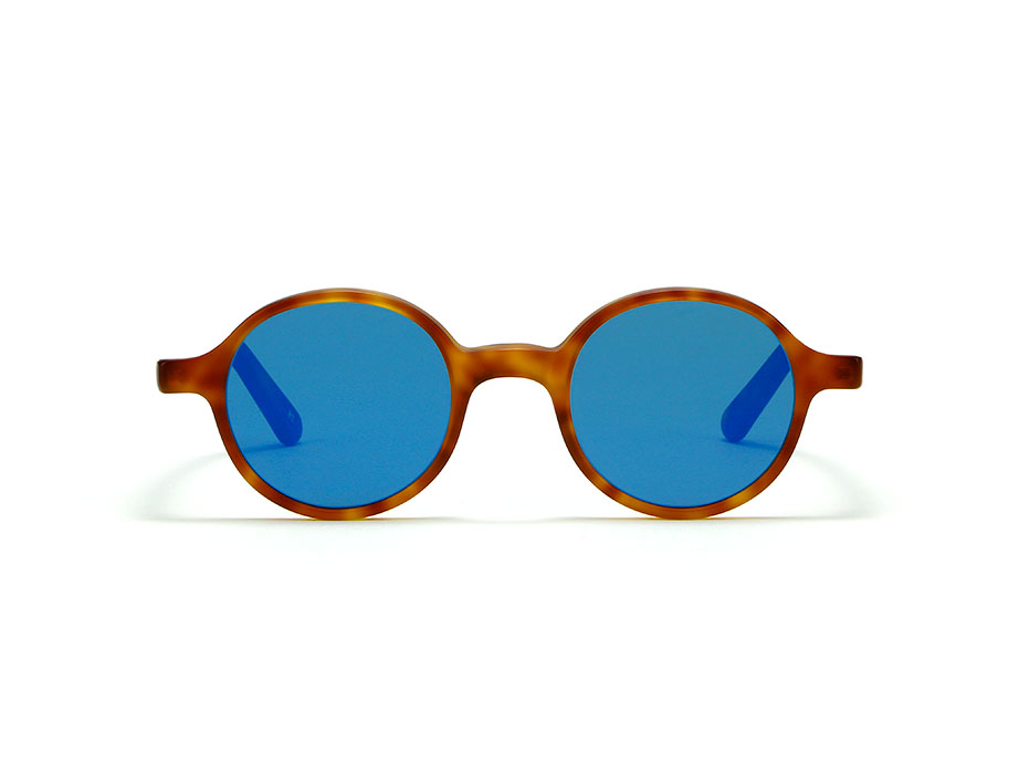 L.G.R Reunion occhiali da sole havana chiaro specchio blu