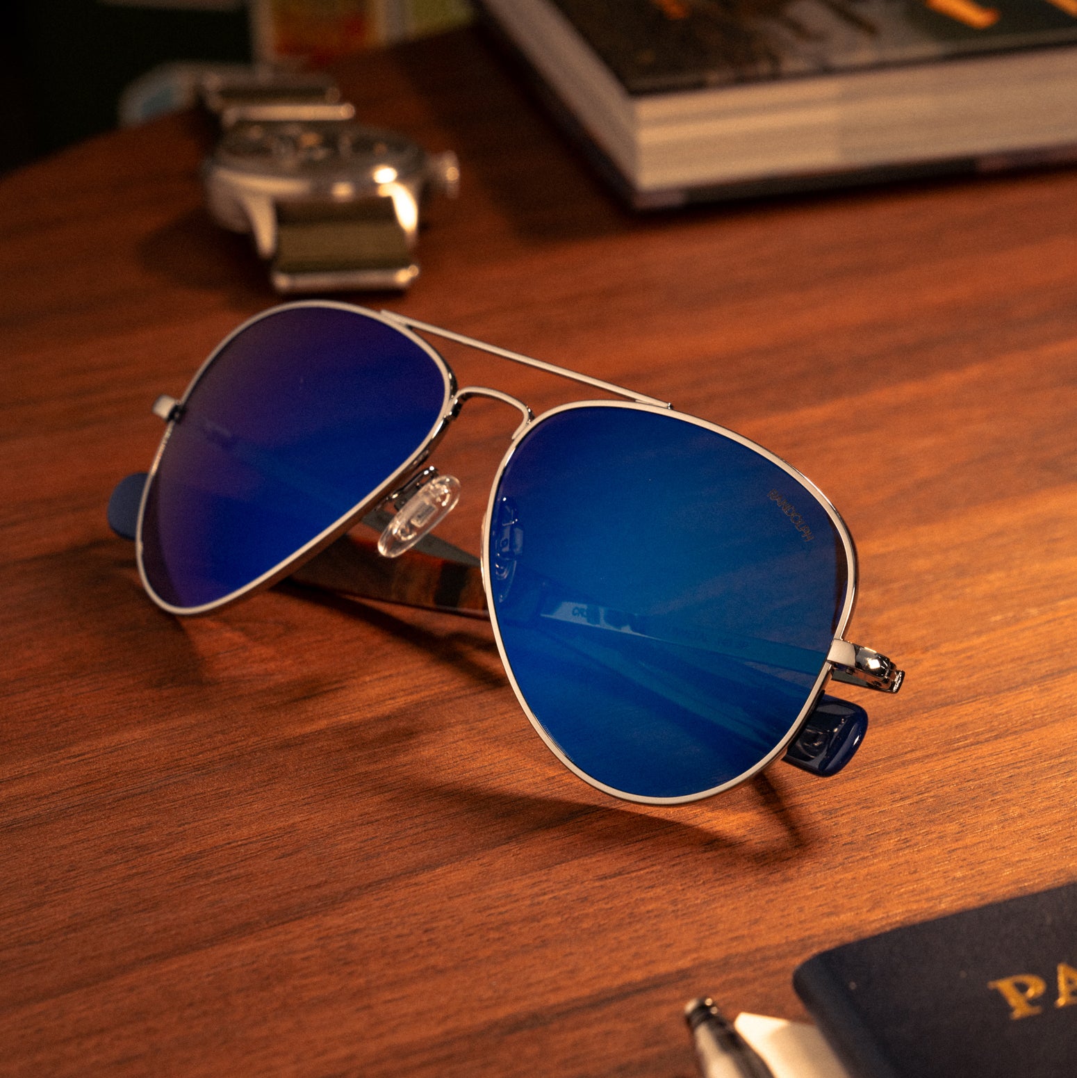 Randolph Concorde Gunmetal Atlantic Blue occhiali da sole polarizzati