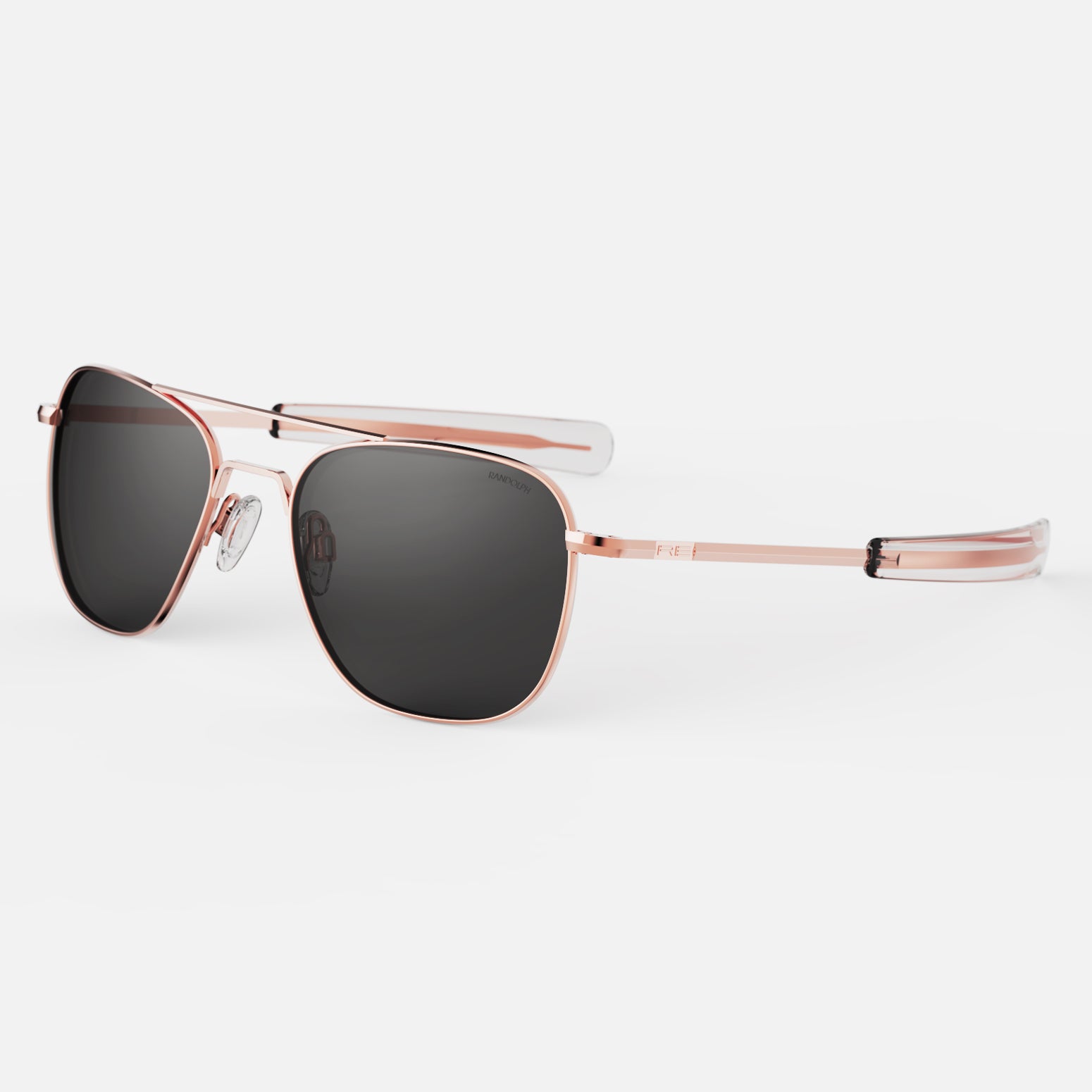 Randolph Aviator 22k Rose Gold American Gray occhiali da sole 55mm
