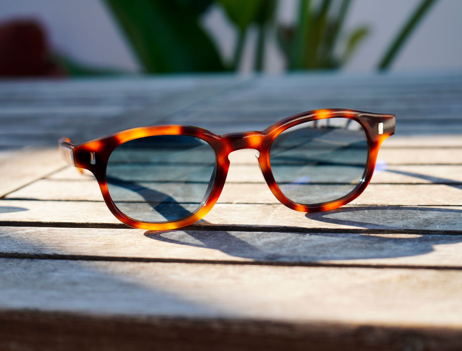 L.G.R Fez Bold occhiali da sole havana 39 blu HD