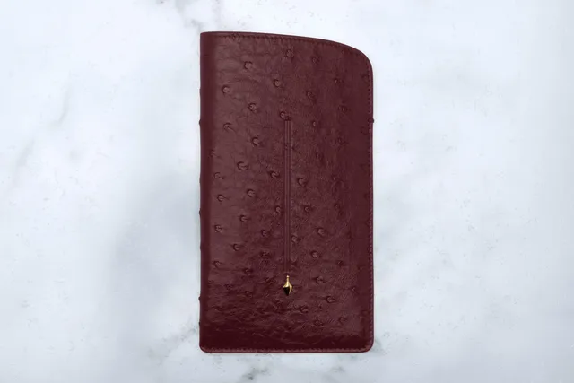 Jacques Marie Mage Circa custodia occhiali Bordeaux struzzo
