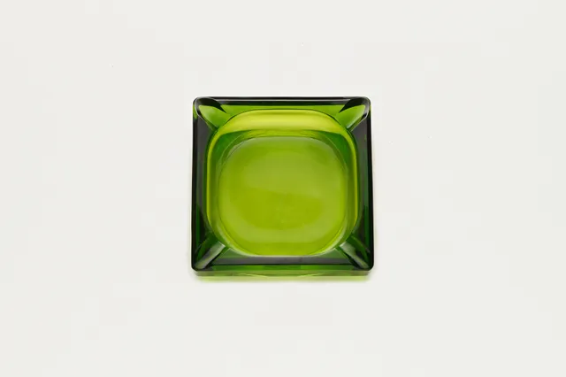 Posacenere vetro pressato verde anni 60