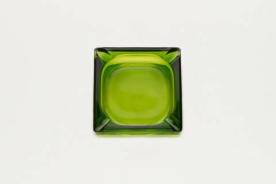 Posacenere vetro pressato verde anni 60
