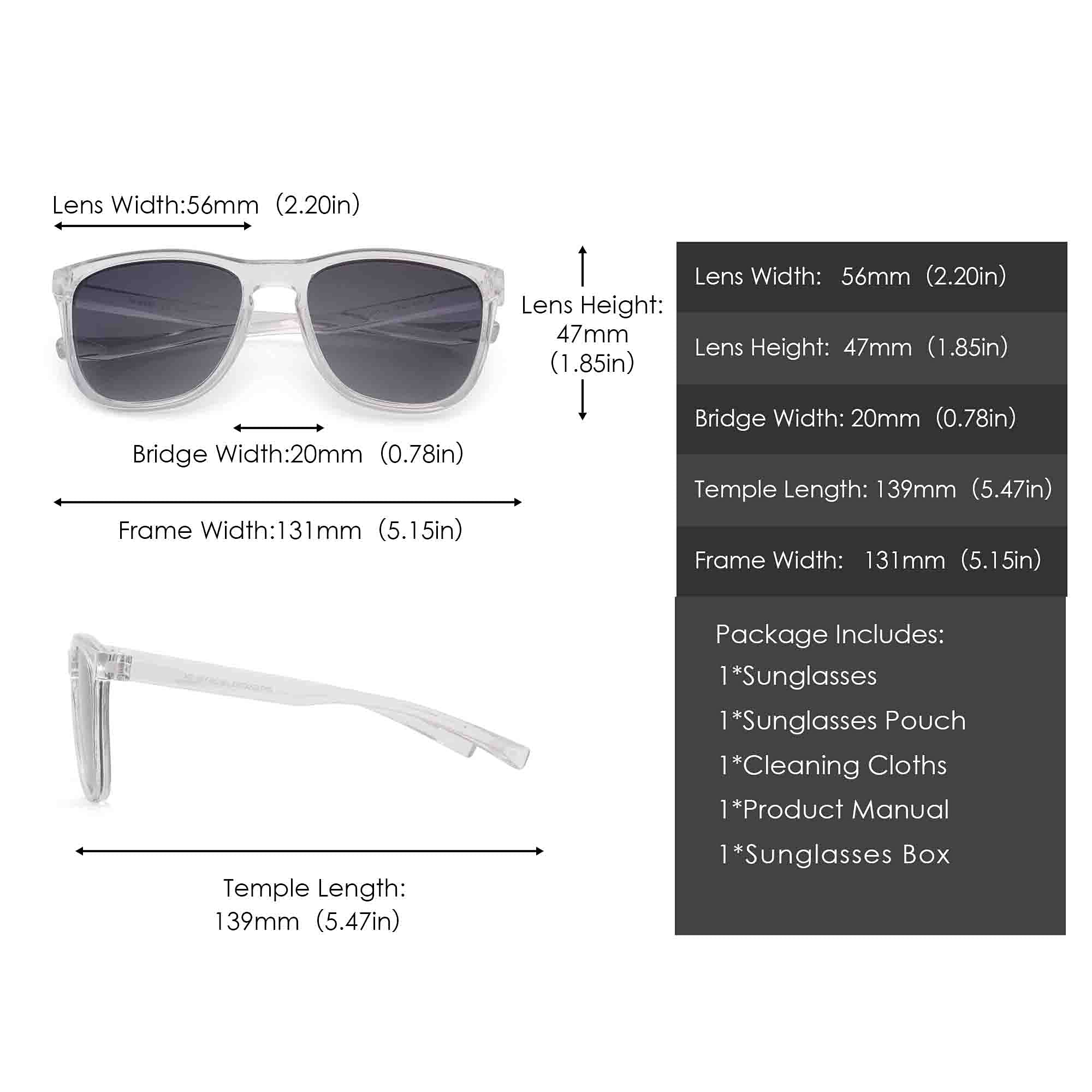 Glindar Occhiali da Sole Polarizzati Quadrati Retro Unisex
