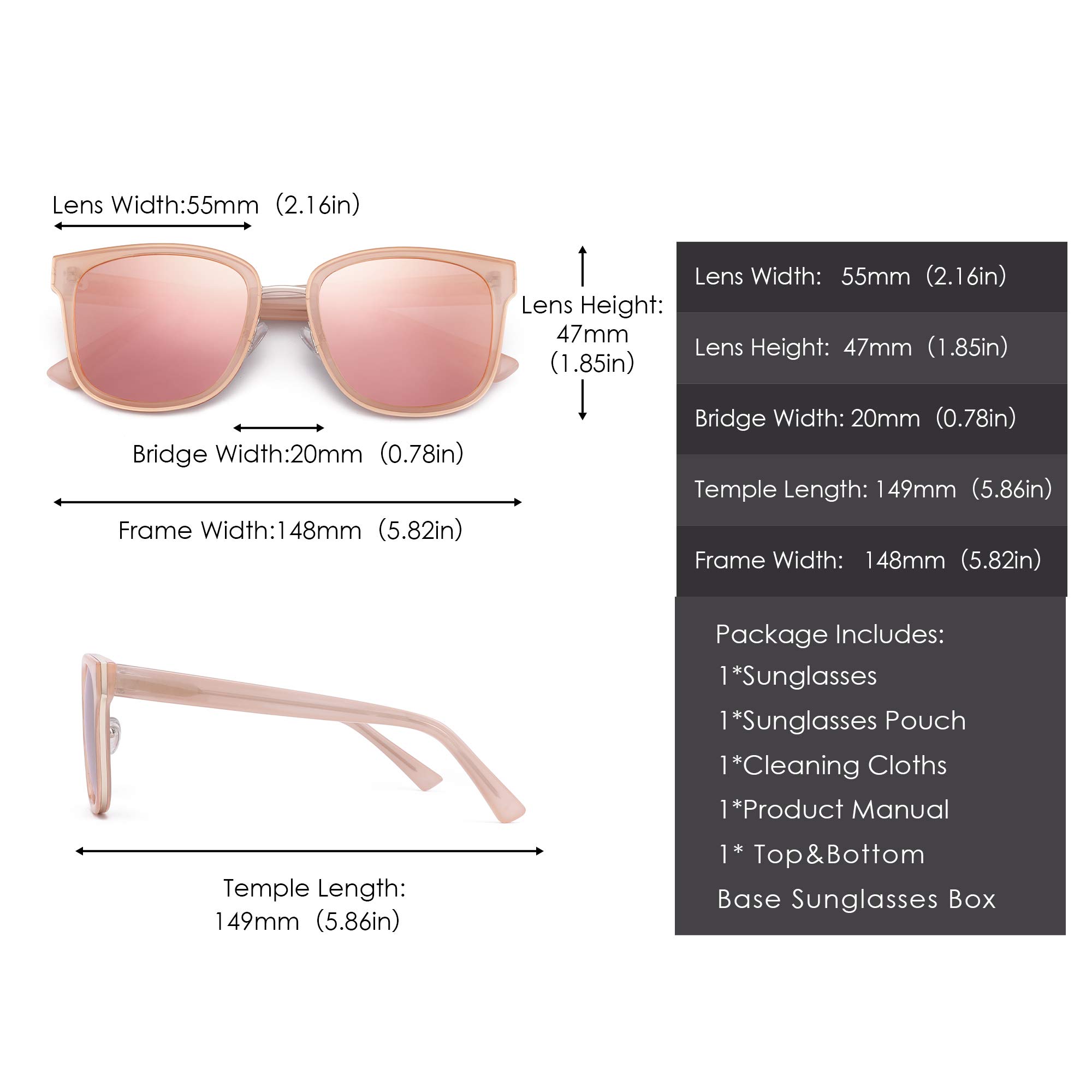 Glindar occhiali da sole quadrati donna vintage polarizzati