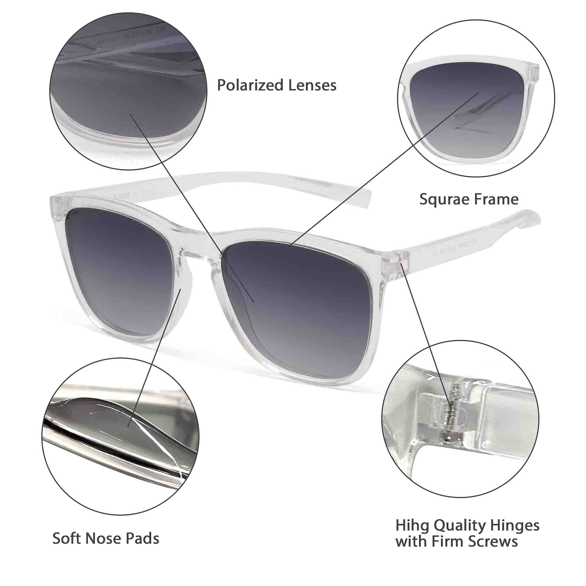 Glindar Occhiali da Sole Polarizzati Quadrati Retro Unisex