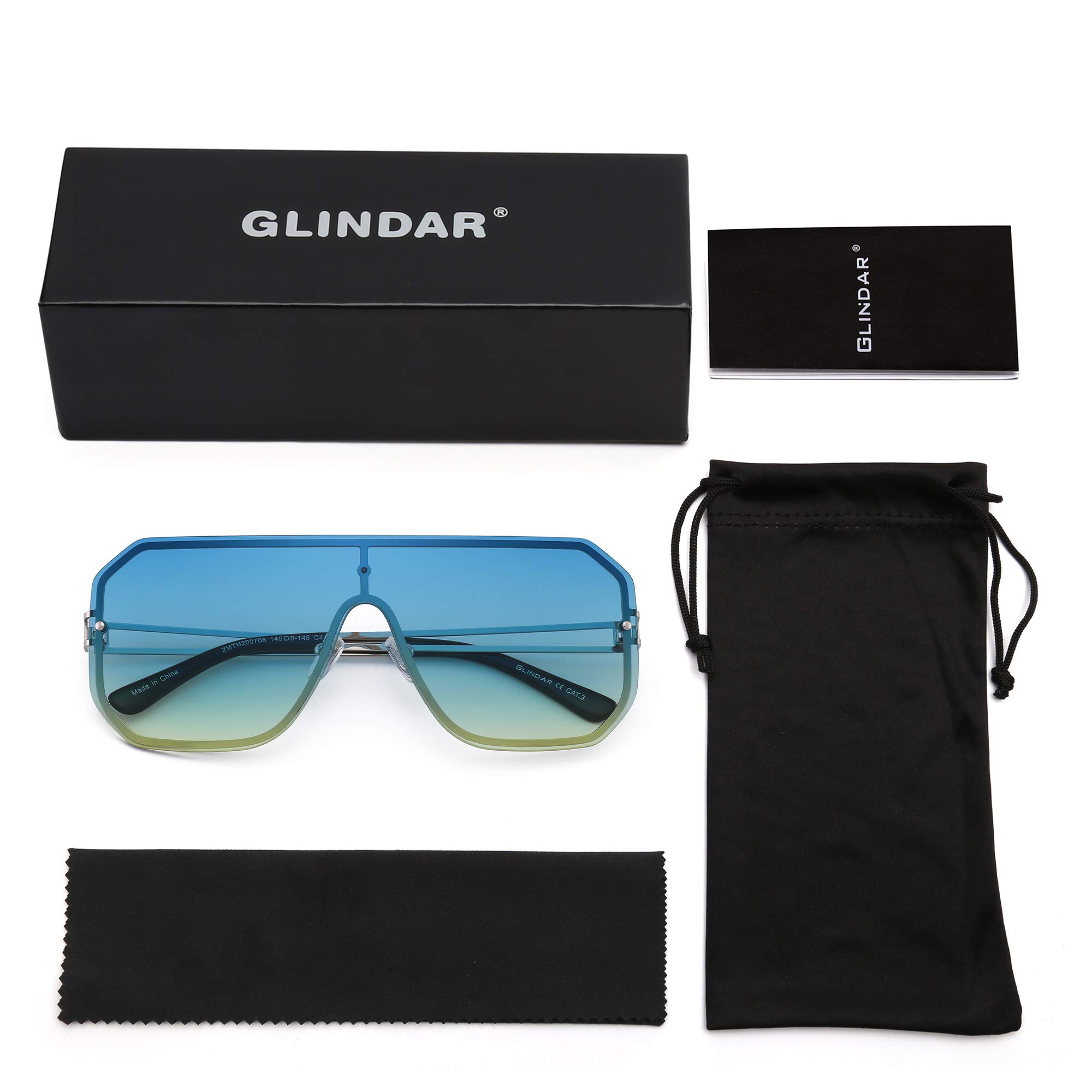 Glindar Flat Top Occhiali da Sole Senza Montatura Neri Sfumati