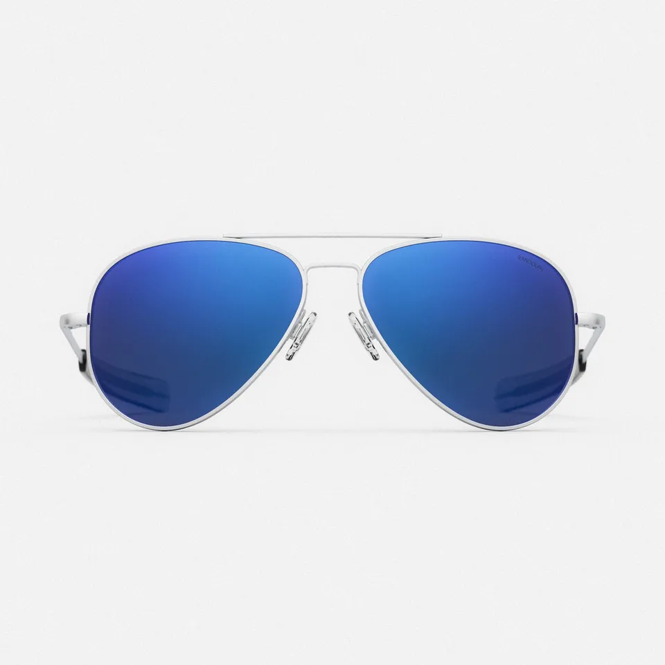 Randolph Concorde Matte Chrome Atlantic Blue occhiali da sole specchiati