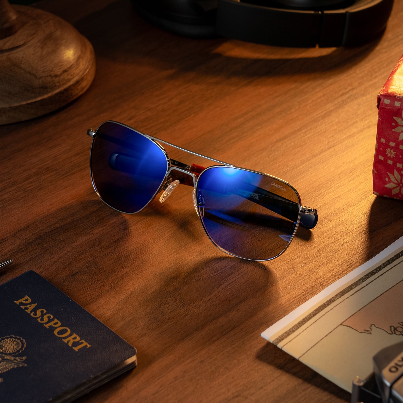 Randolph Aviator Gunmetal Atlantic Blue occhiali sole graduati 55mm
