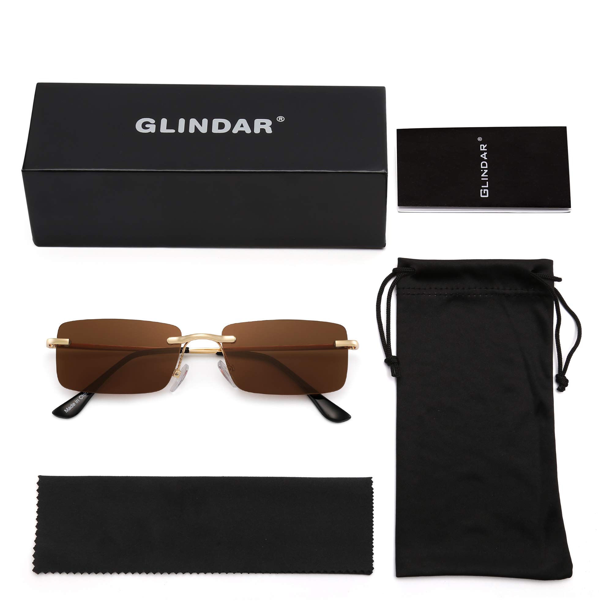 Glindar Rettangolari Senza Montatura Occhiali da Sole con Protezione UV