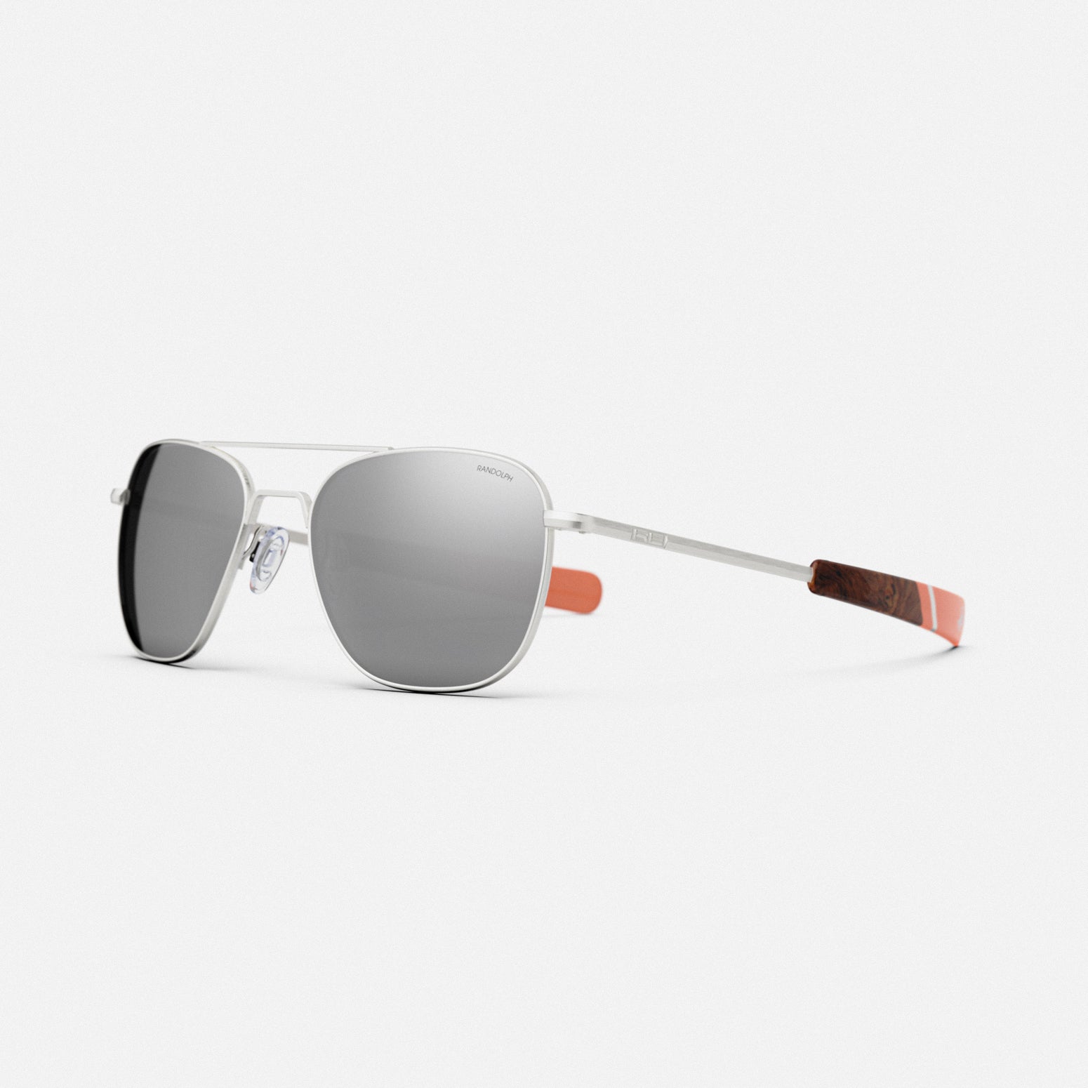 Randolph Aviator Satin Silver Silver Mirror occhiali sole 55