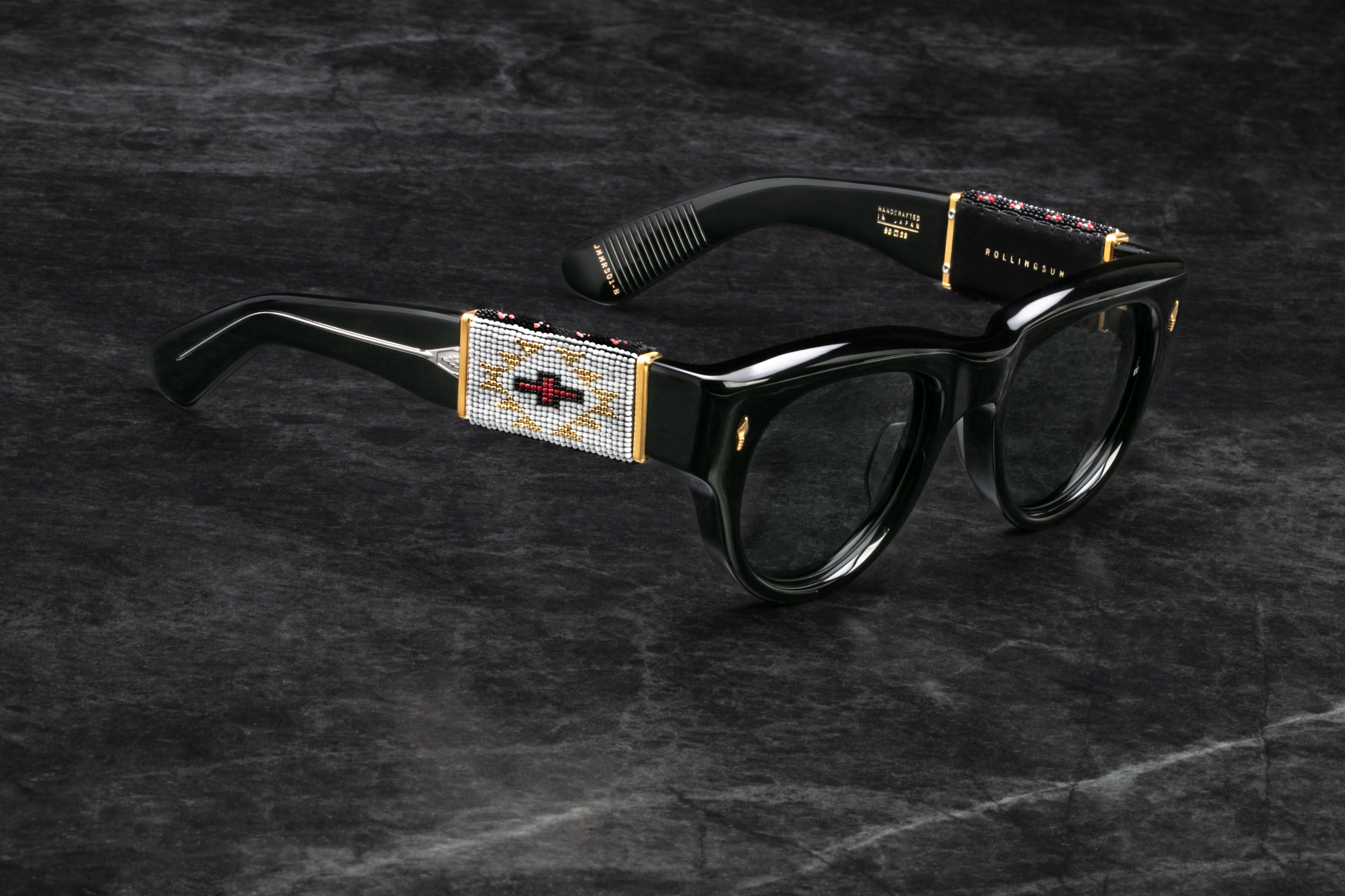 Jacques Marie Mage Beaded Rollingsun 1:1 occhiali Hematite vetro