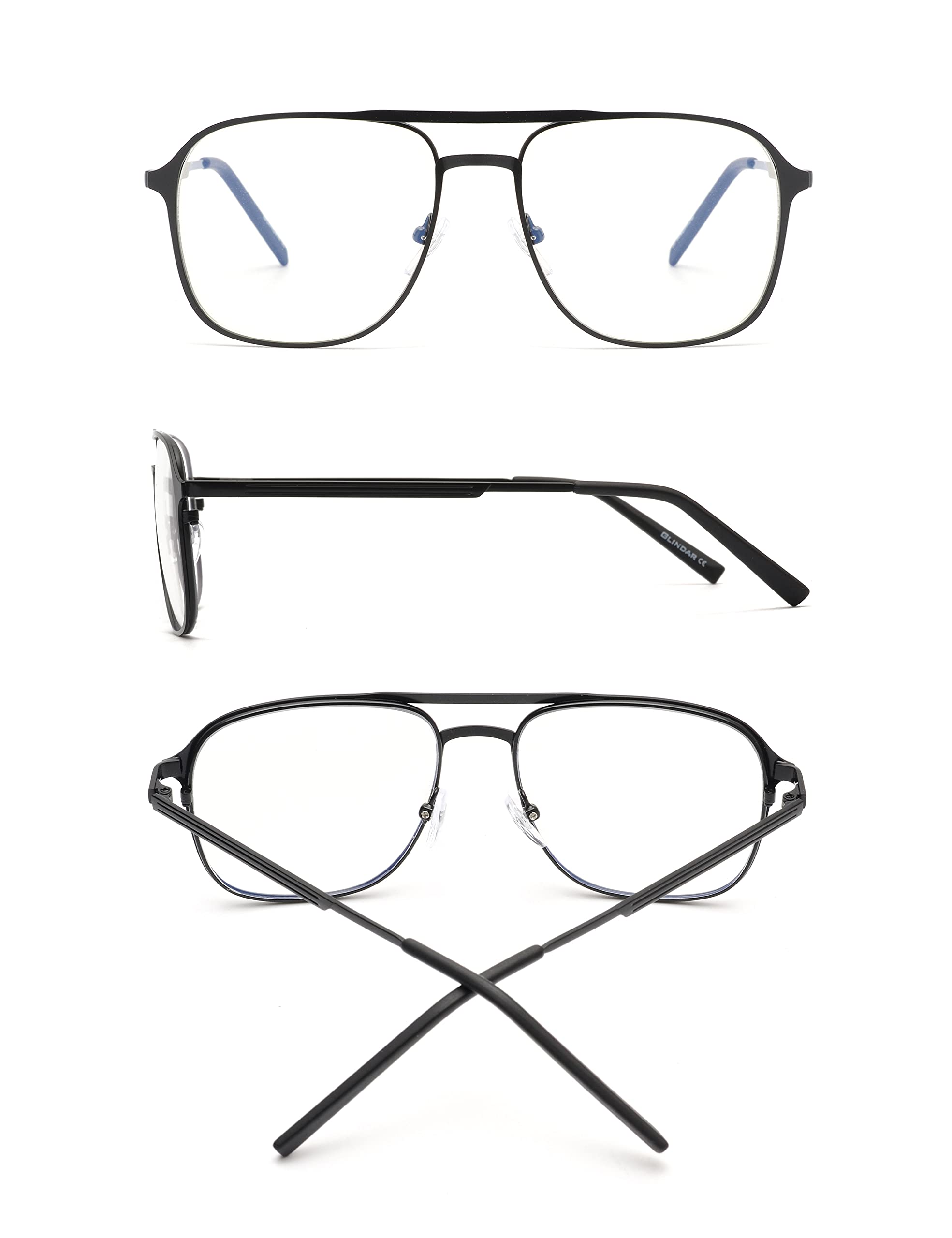 Glindar Occhiali Luce Blu Quadrati Donna Montatura Metallo