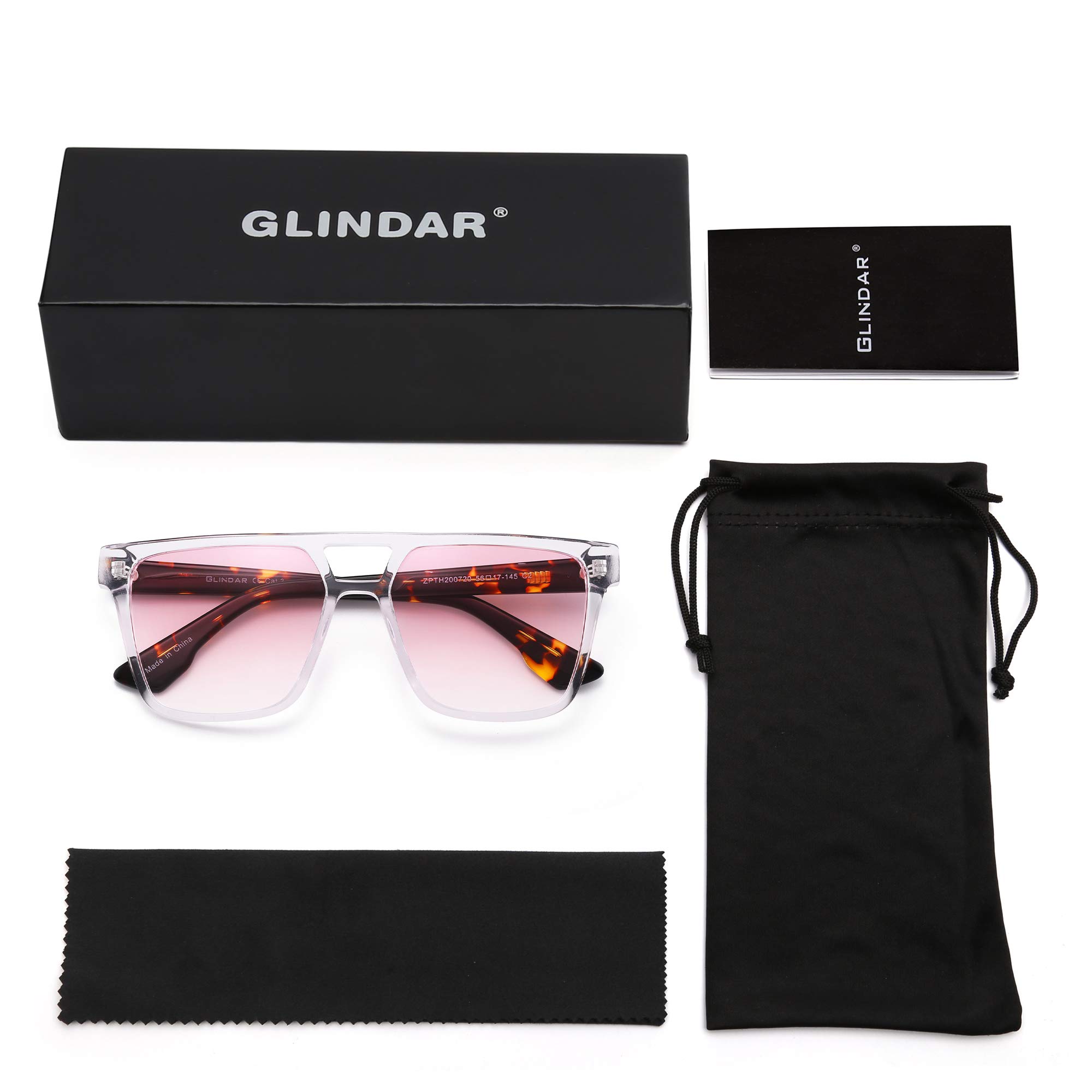 Glindar Retro Square occhiali da sole acetato sfumati unisex