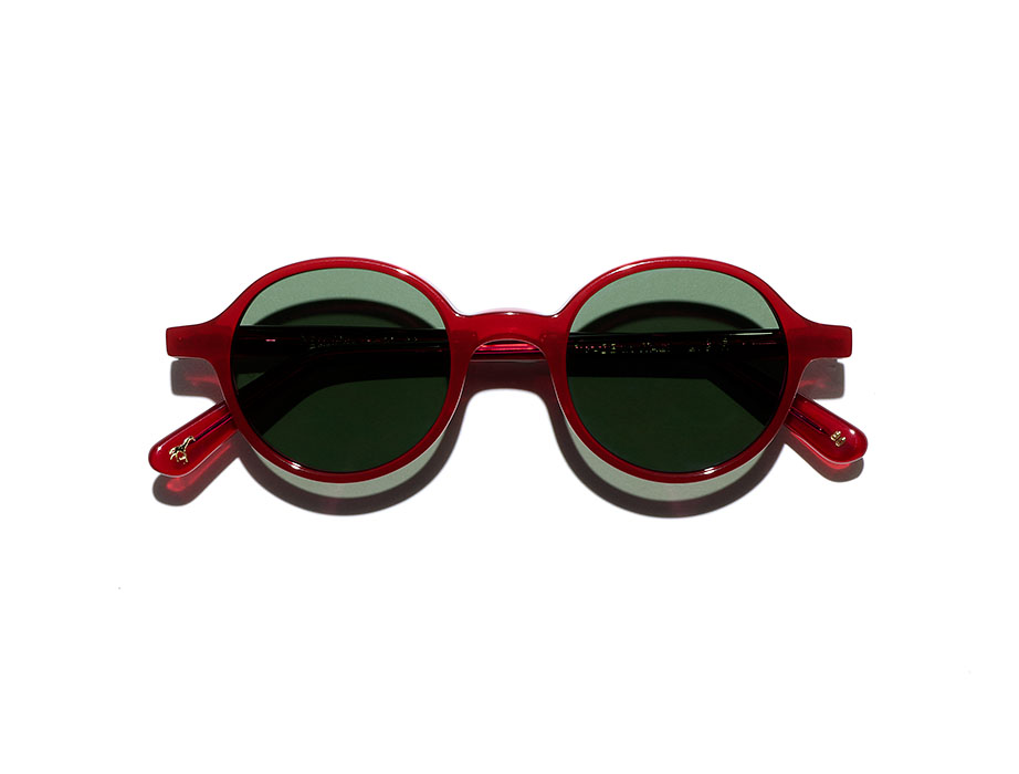 L.G.R Reunion occhiali da sole rosso lente verde piatta