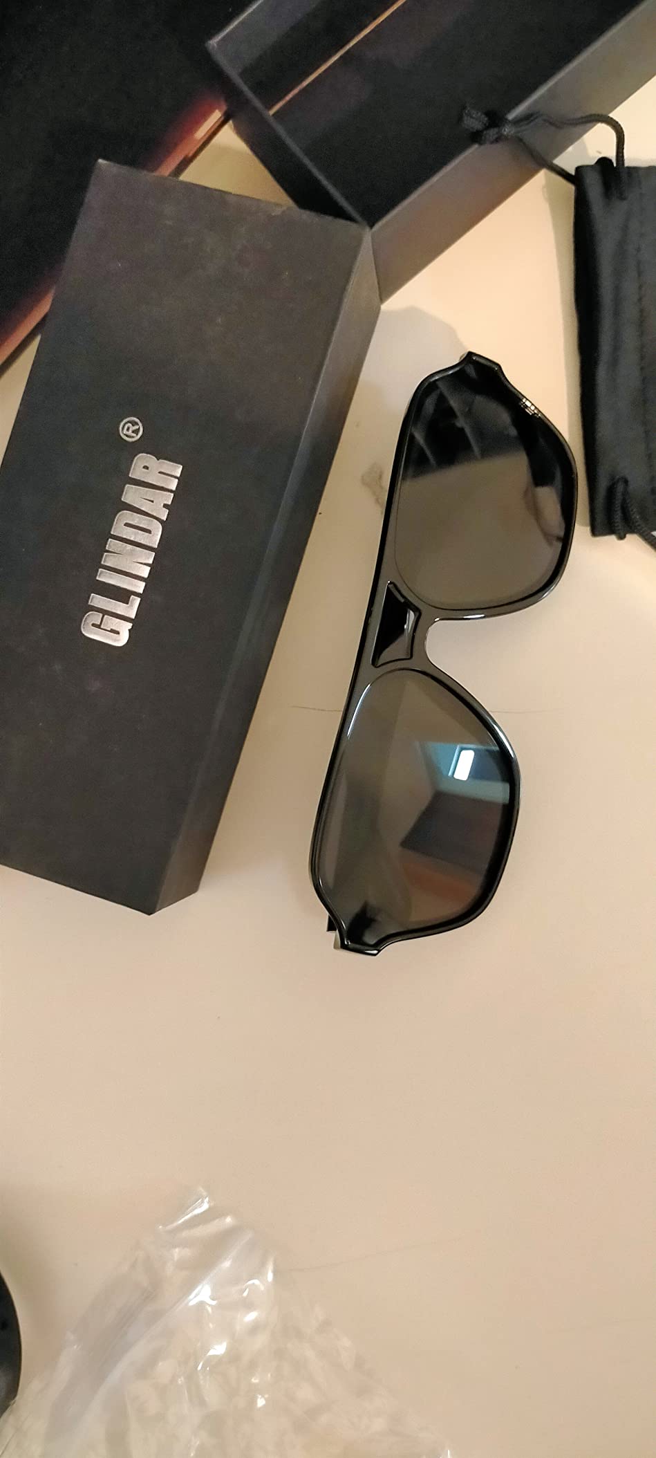 Glindar occhiali da sole pilota polarizzati nero lucido grigio