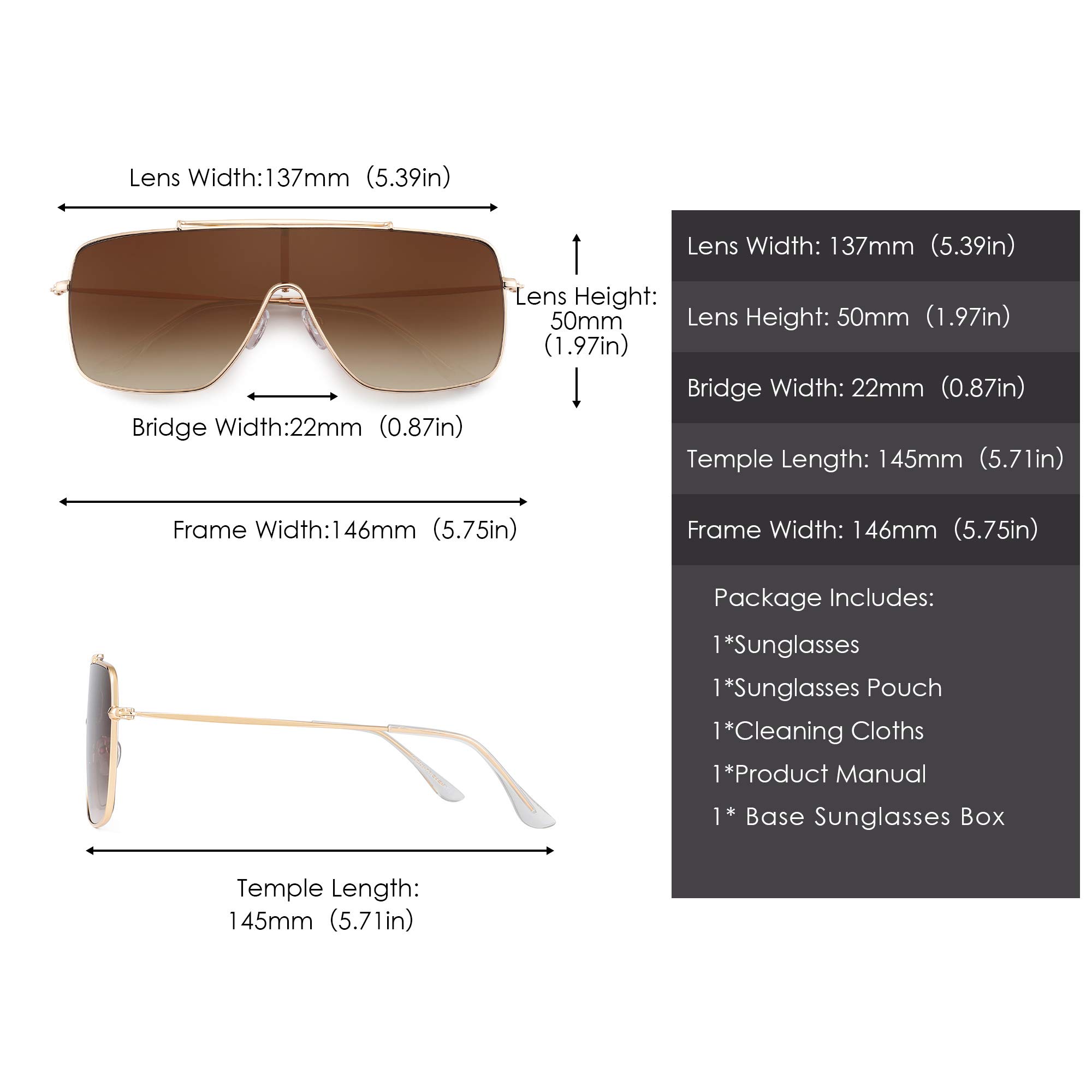 Glindar Scudo occhiali da sole oversize lente sfumata