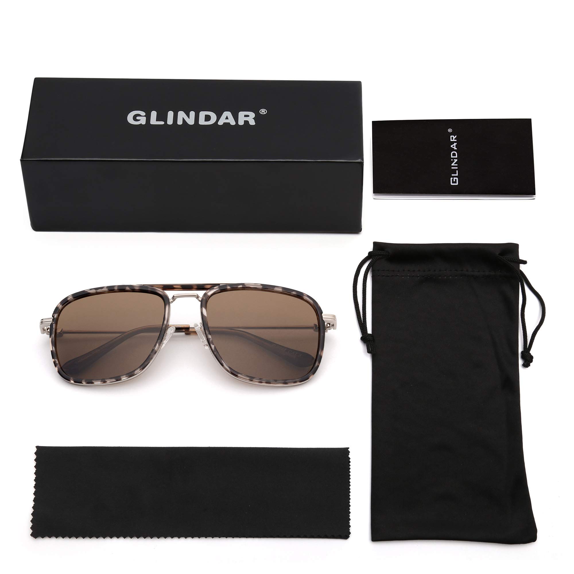 Glindar Oversize Quadrati occhiali da sole metallo polarizzati