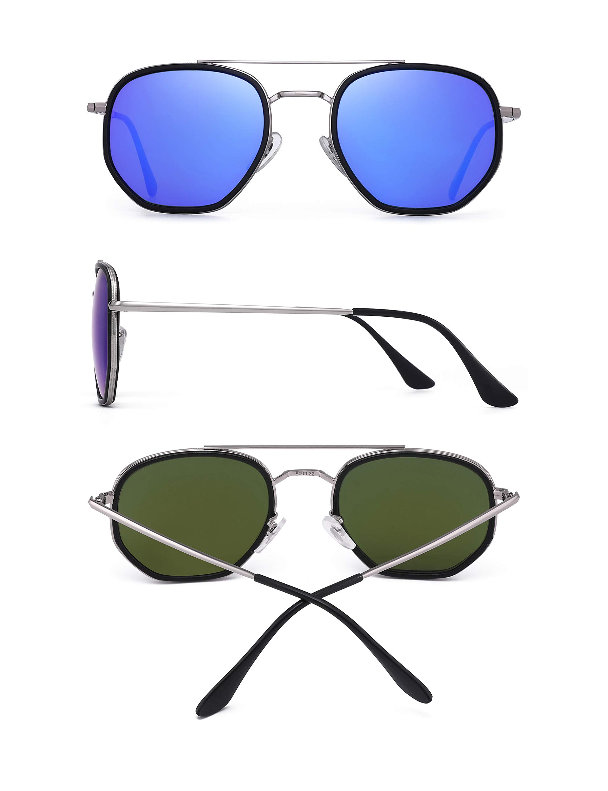 Glindar occhiali da sole vintage doppio ponte unisex
