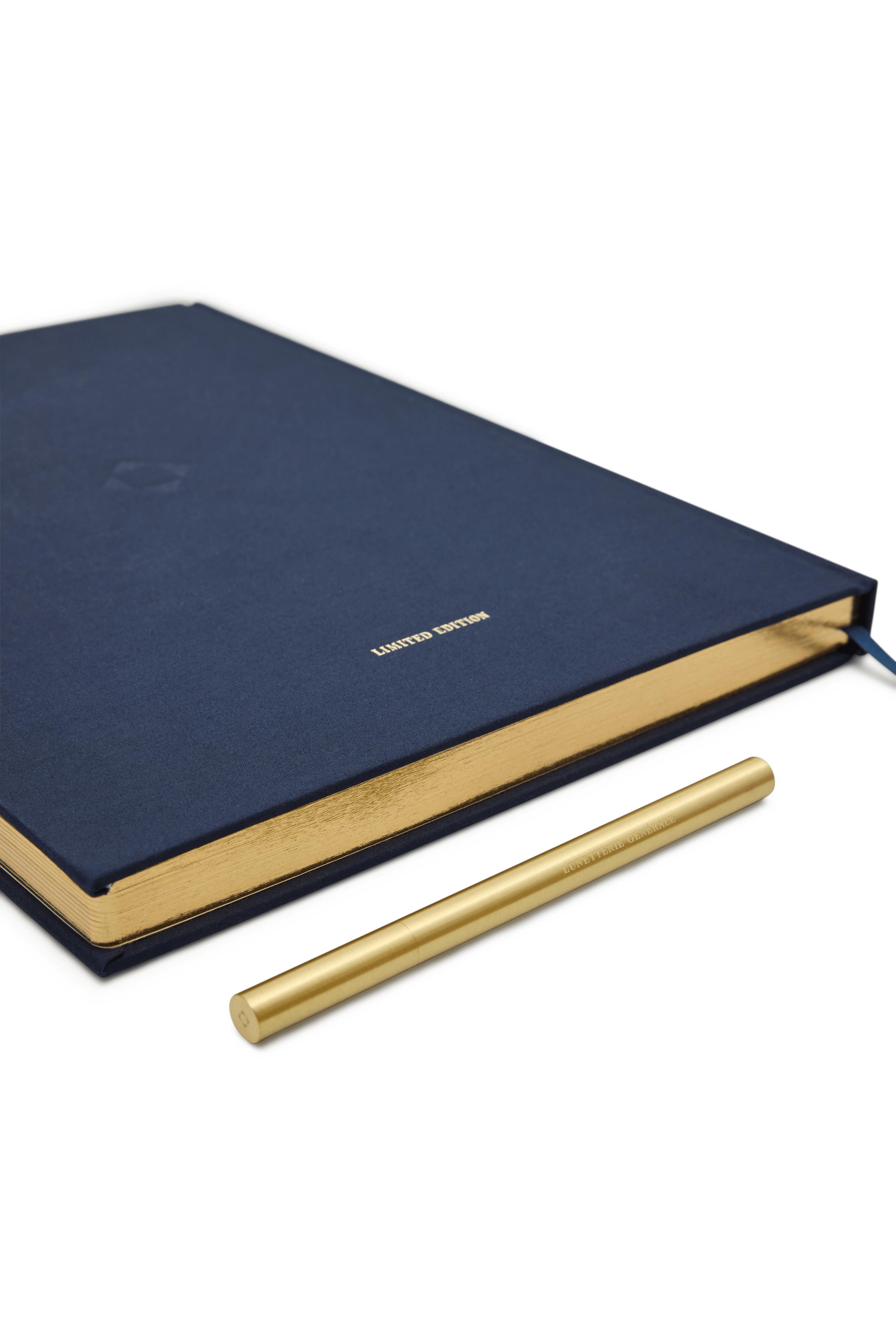 Lunetterie Generale Deluxe Notebook taccuino blu navy bordi dorati