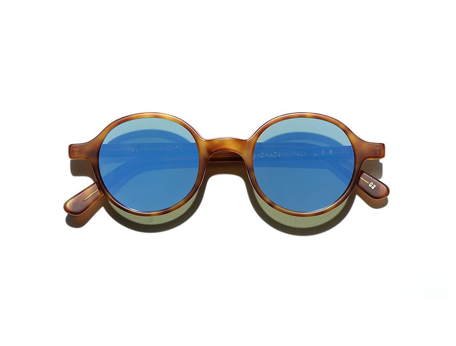 L.G.R Reunion occhiali da sole havana chiaro specchio blu