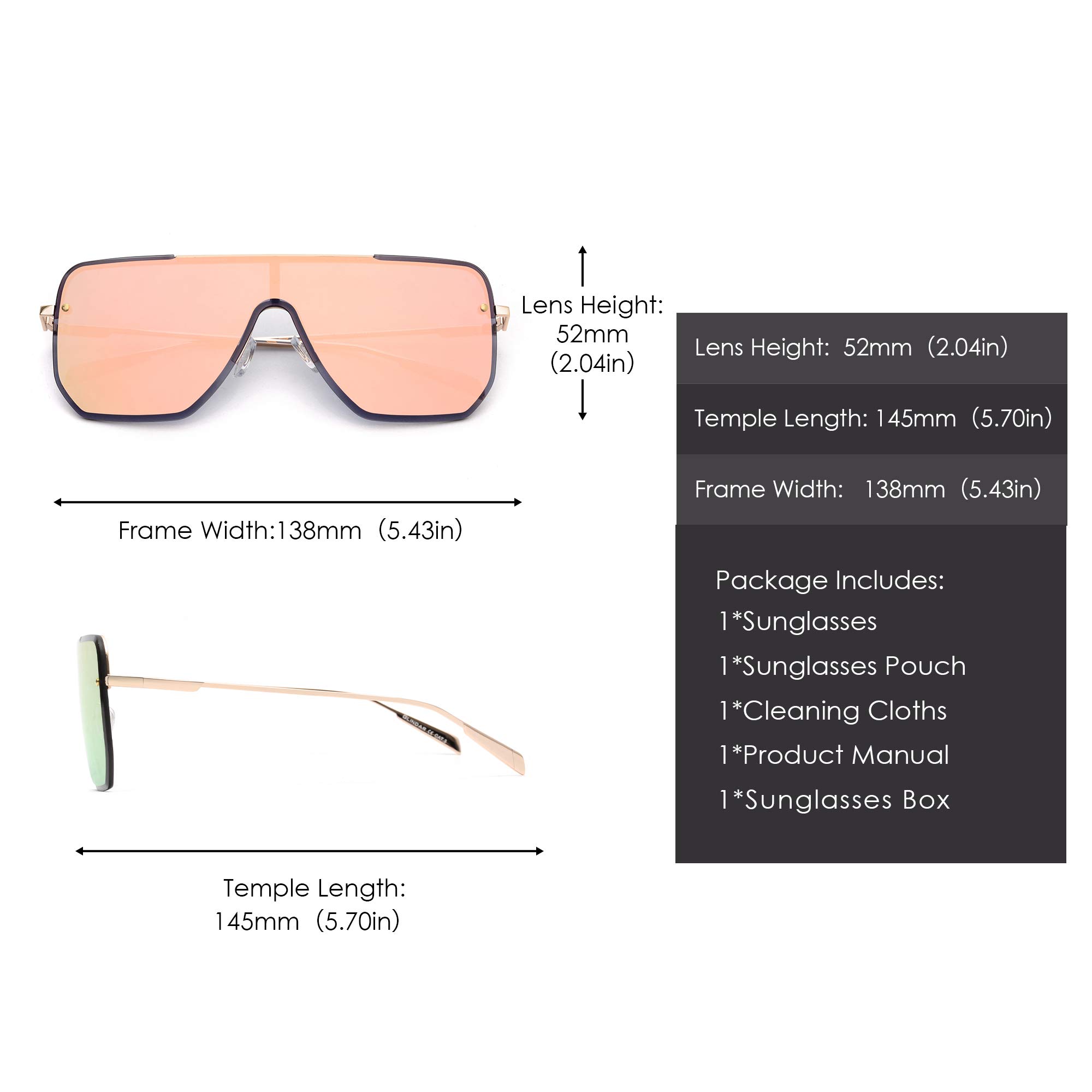 Glindar Scudo occhiali da sole oversize flat top unisex sport