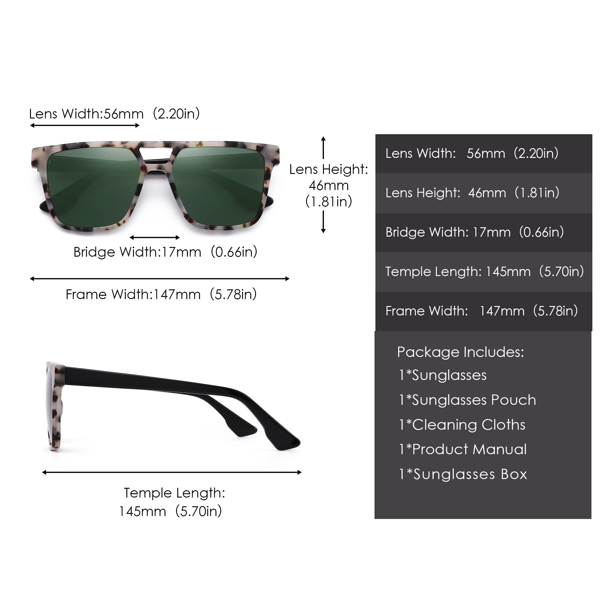 Glindar Retro Square occhiali da sole acetato sfumati unisex