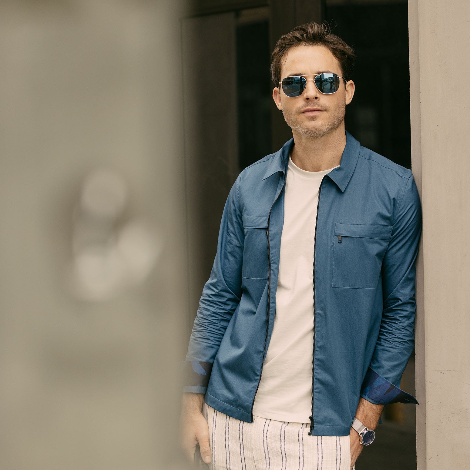 Randolph Aviator 23k White Gold Blue Hydro occhiali sole vetro
