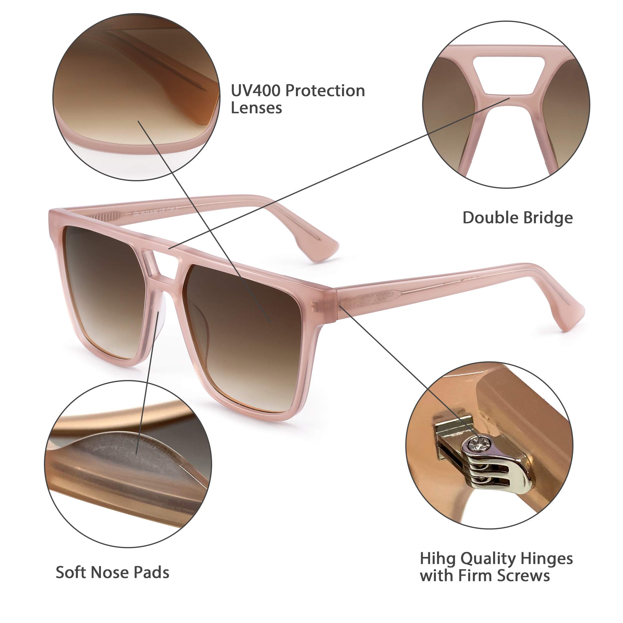 Glindar Retro Square occhiali da sole sfumati acetato