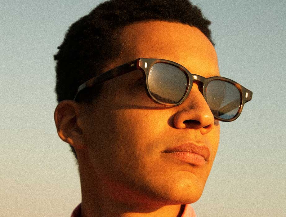 L.G.R Fez Bold occhiali da sole havana 39 blu HD