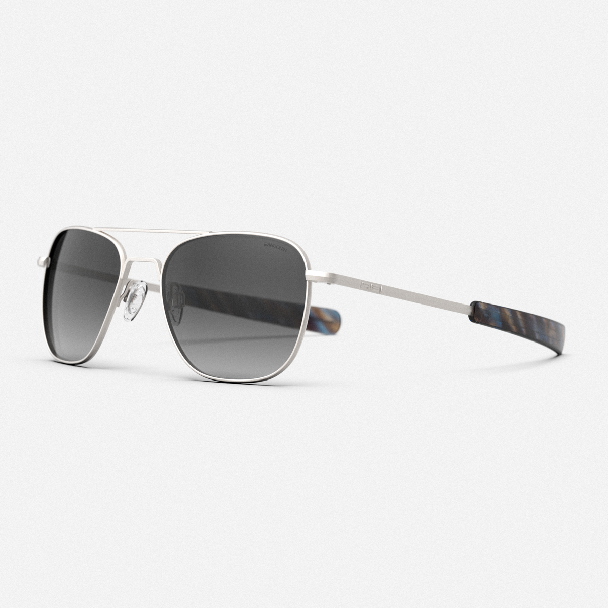 Randolph Aviator Satin Silver & Coastal Gray occhiali da sole
