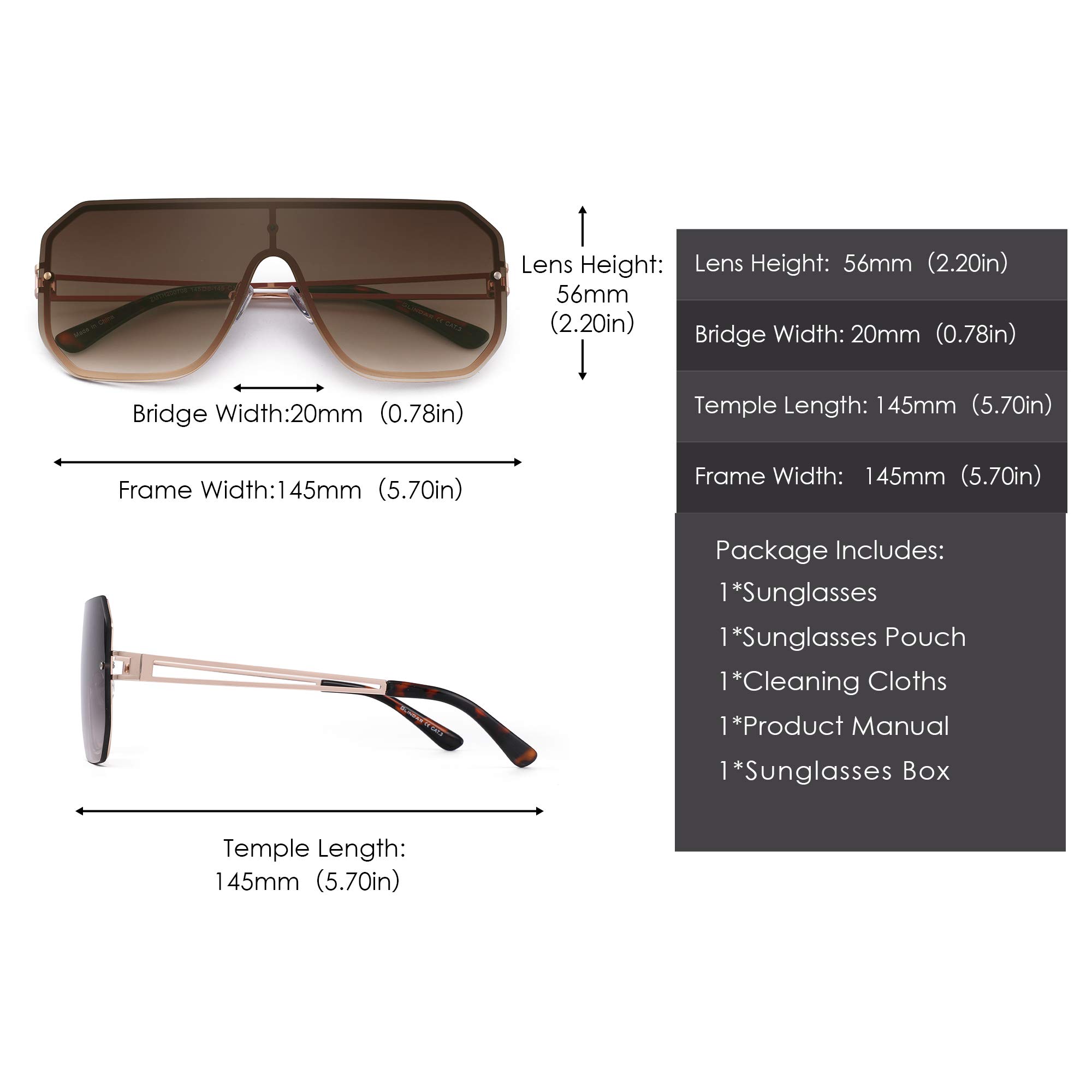 Glindar Flat Top Occhiali da Sole Senza Montatura Marroni Sfumati