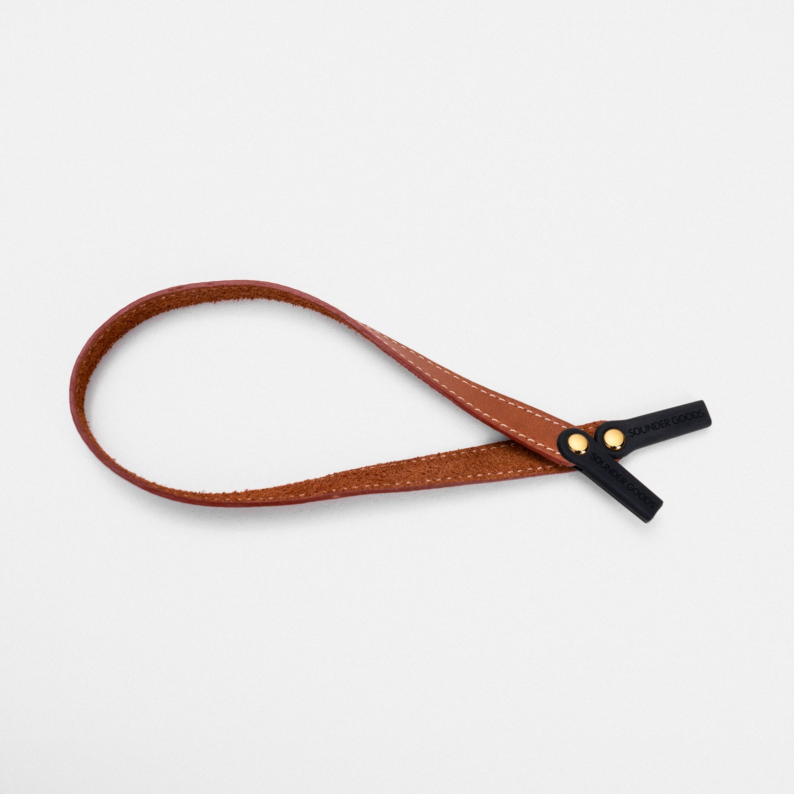 Randolph Sounder Goods Cognac cordino occhiali pelle oro 23K