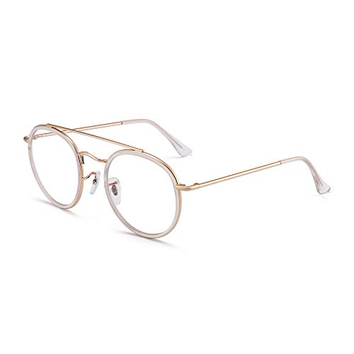 Glindar occhiali luce blu rotondi vintage doppio ponte donna