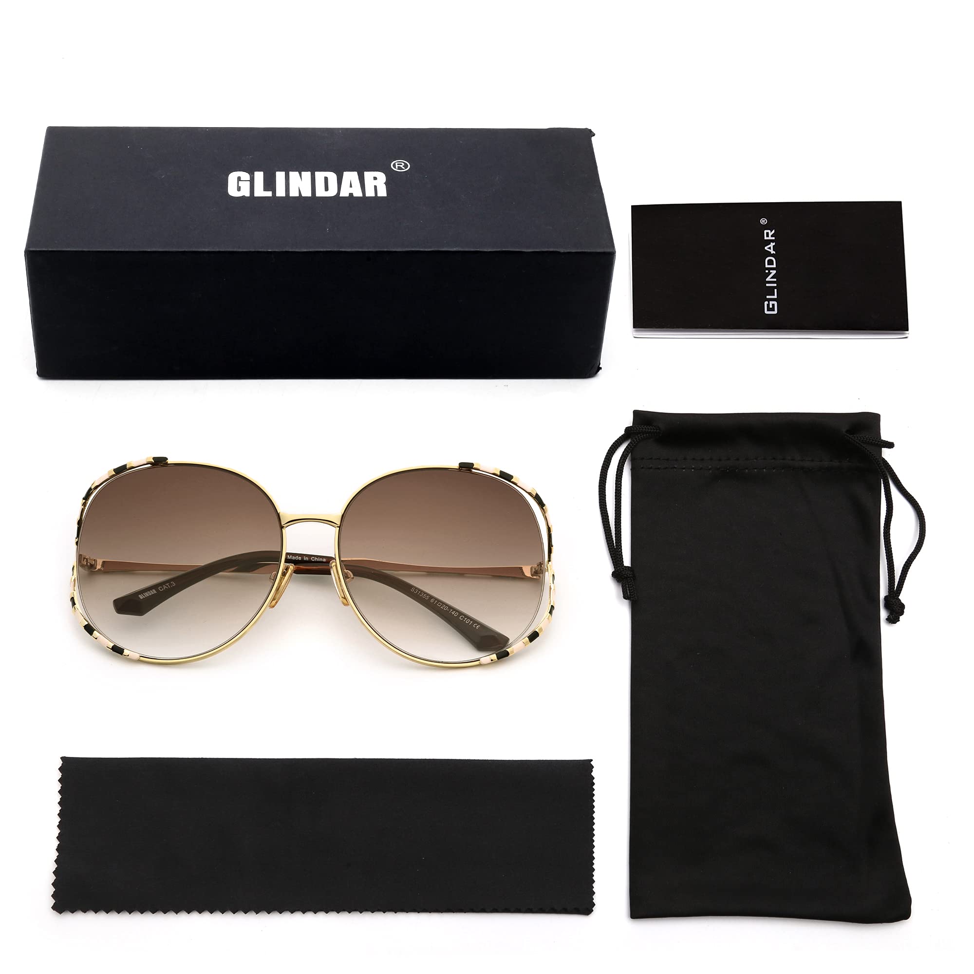 Glindar Oversize occhiali da sole donna sfumati UV400