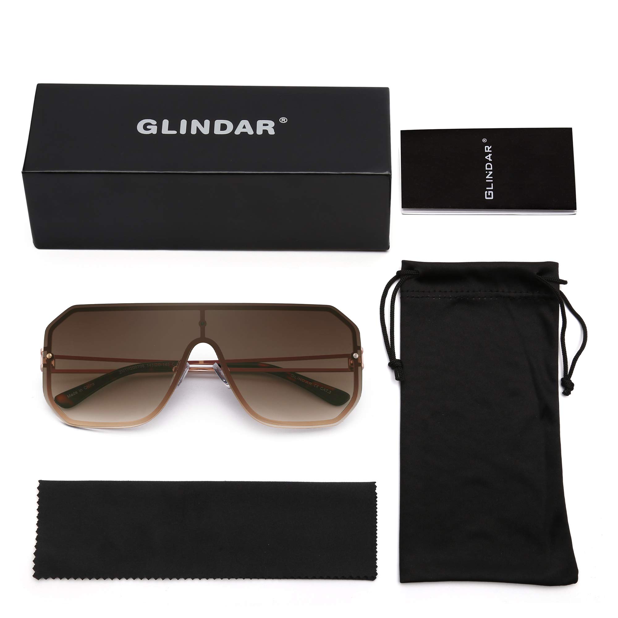 Glindar Flat Top Occhiali da Sole Senza Montatura Marroni Sfumati