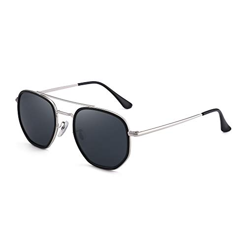 Glindar occhiali da sole retro piccoli ponte doppio unisex
