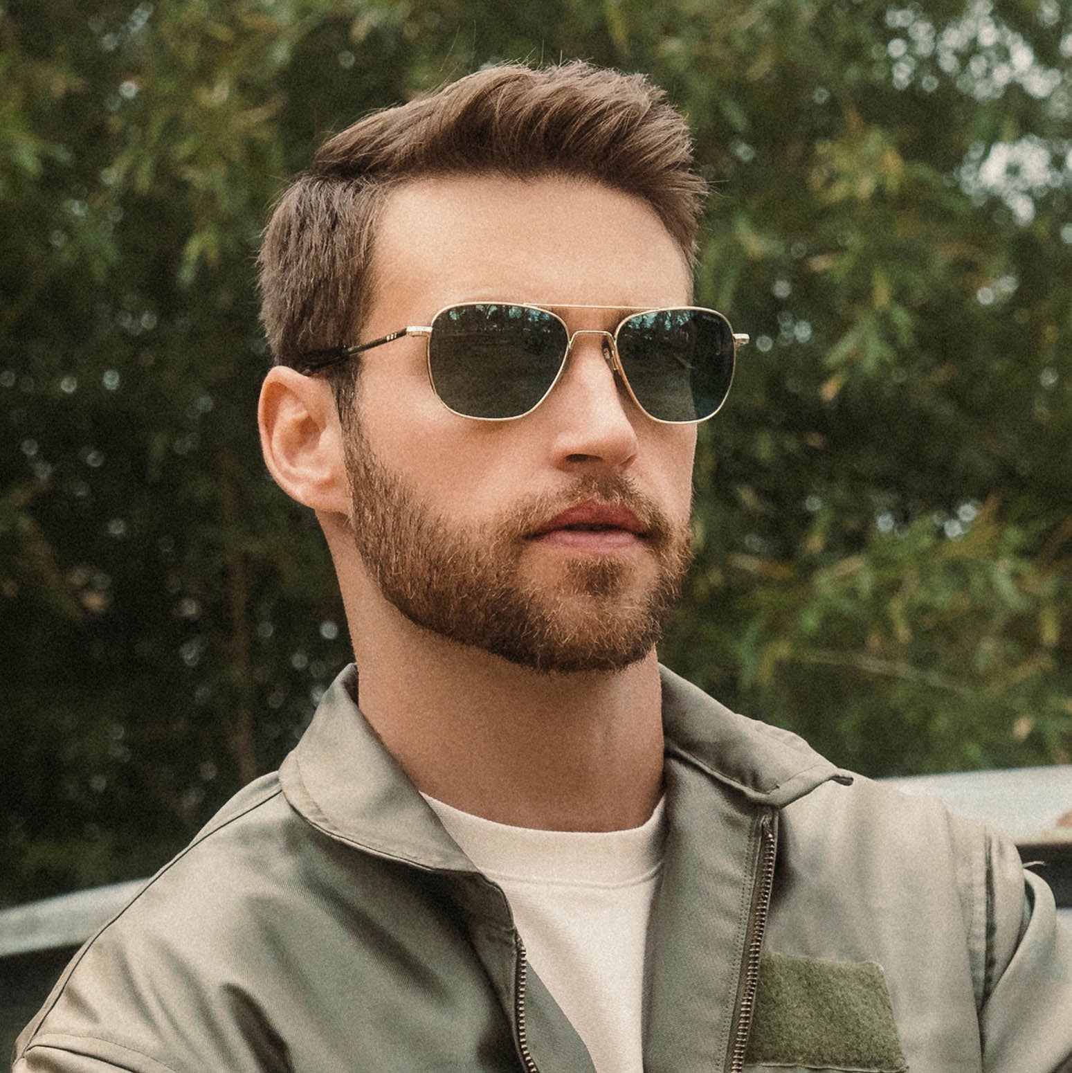 Randolph Aviator 23k oro occhiali da sole polarizzati verdi 55